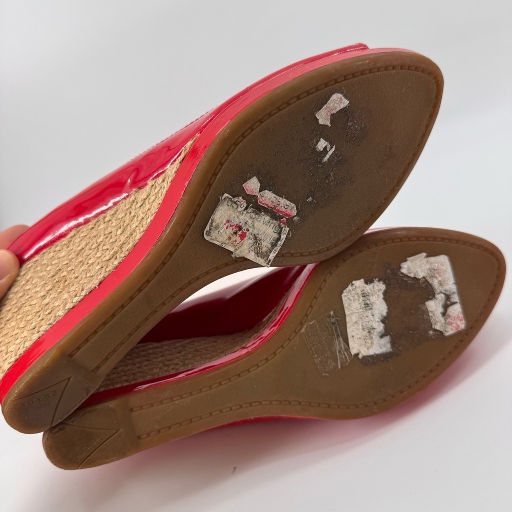 Prada Patent Leather Coral wedge heels shoes Sz 40 - Picture 9 of 9